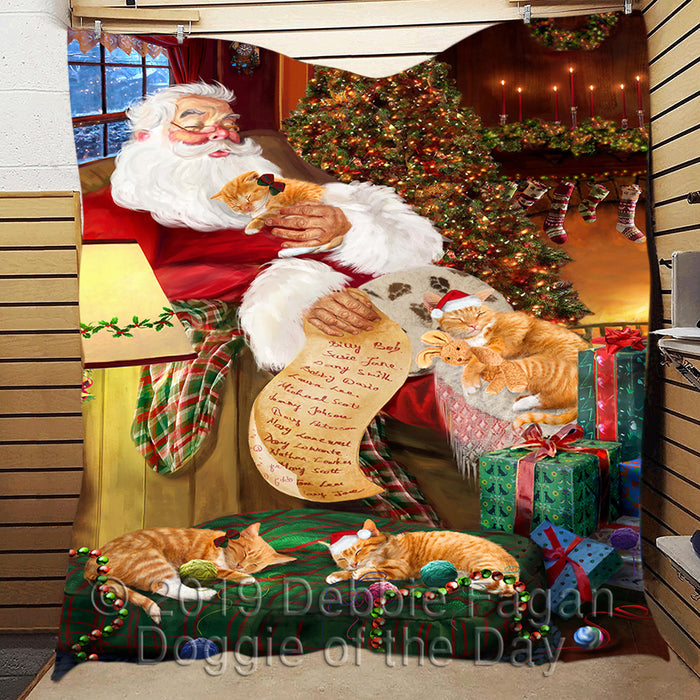 Santa Sleeping with Orange Tabby Cats Quilt