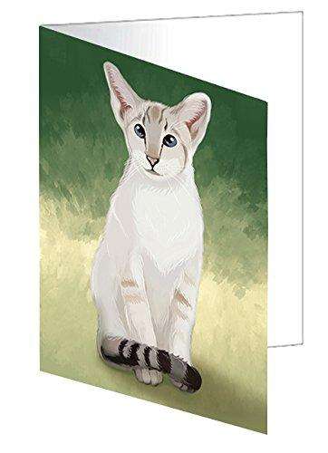 Oriental Blue-Point Siamese Cat Handmade Artwork Assorted Pets Greeting Cards and Note Cards with Envelopes for All Occasions and Holiday Seasons GCD48024
