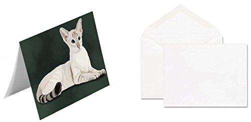 Oriental Blue Point Siamese Cat Handmade Artwork Assorted Pets Greeting Cards and Note Cards with Envelopes for All Occasions and Holiday Seasons