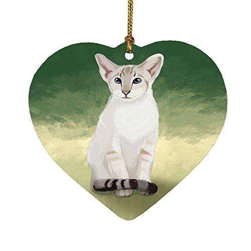 Oriental Blue-Point Siamese Cat Heart Christmas Ornament HPOR48007