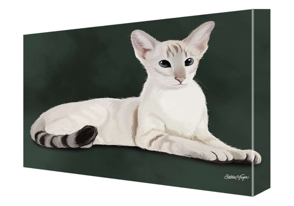 Oriental Blue Point Siamese Cat Painting Printed on Canvas Wall Art Signed