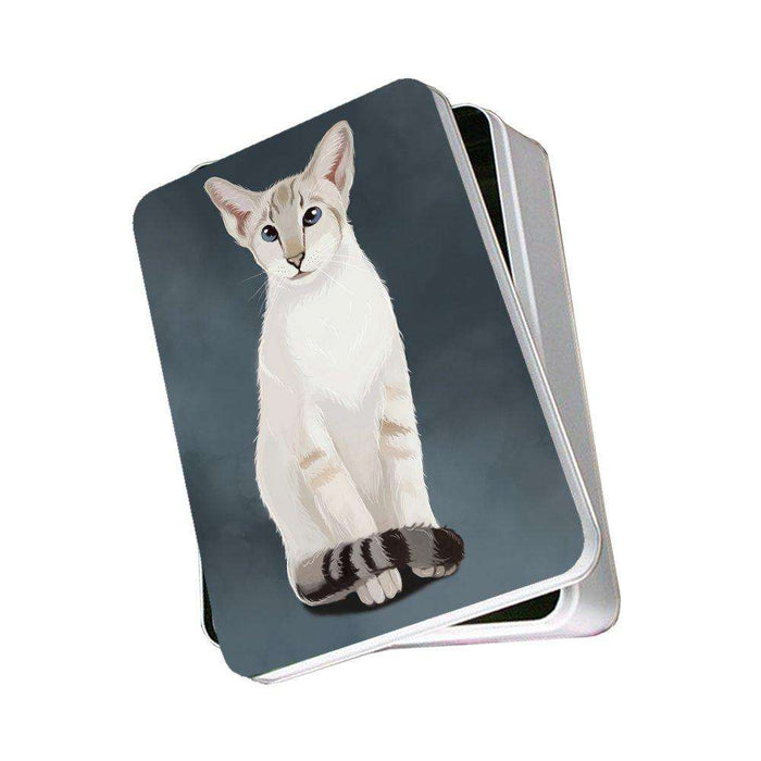 Oriental Blue Point Siamese Cat Photo Storage Tin