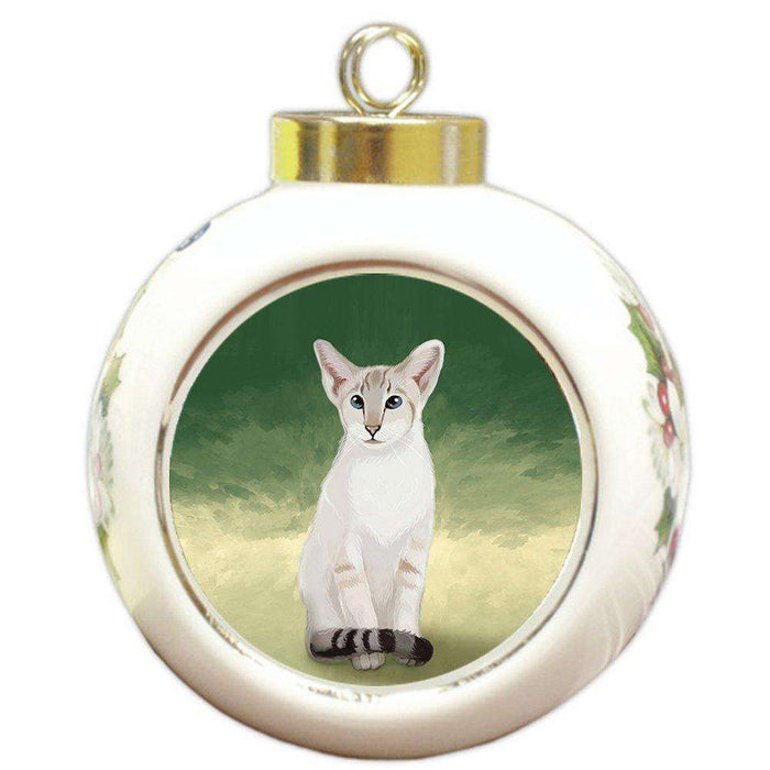 Oriental Blue-Point Siamese Cat Round Ball Christmas Ornament RBPOR48008
