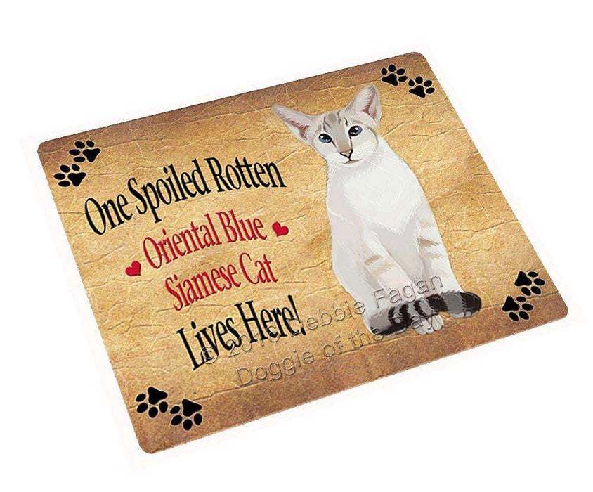 Oriental Blue Point Siamese Spoiled Rotten Cat Art Portrait Print Woven Throw Sherpa Plush Fleece Blanket