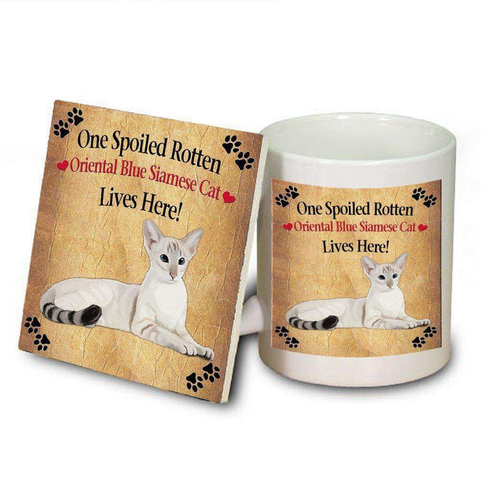 Oriental Blue Point Siamese Spoiled Rotten Cat Mug and Coaster Set