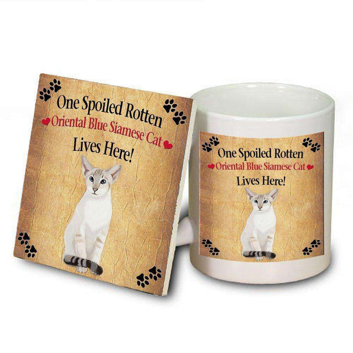 Oriental Blue Point Siamese Spoiled Rotten Cat Mug and Coaster Set