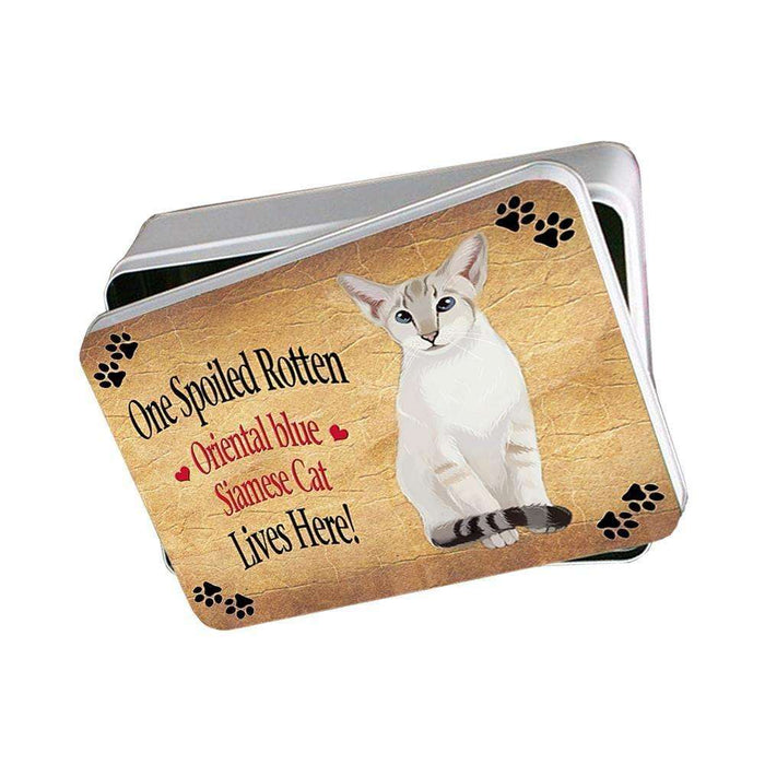 Oriental Blue Point Siamese Spoiled Rotten Cat Photo Storage Tin