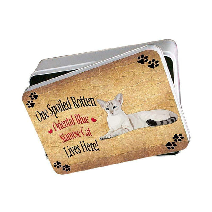 Oriental Blue Point Siamese Spoiled Rotten Cat Photo Storage Tin