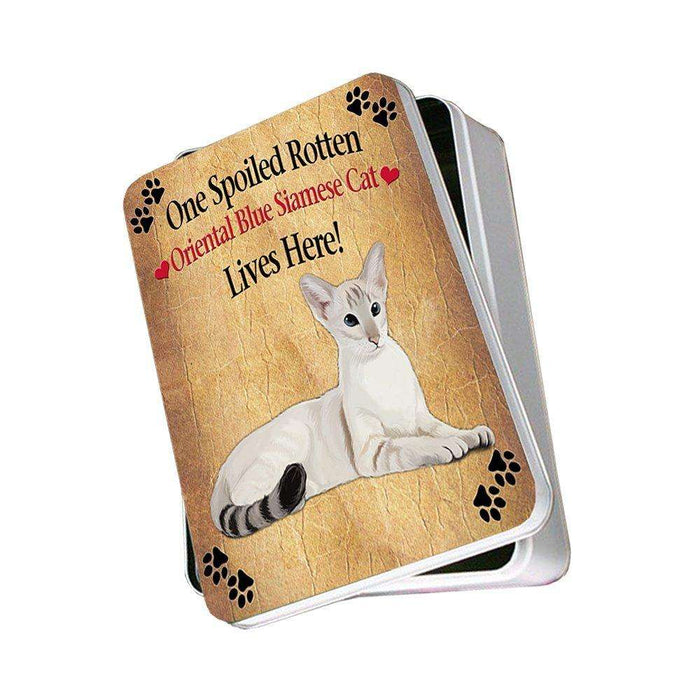 Oriental Blue Point Siamese Spoiled Rotten Cat Photo Storage Tin
