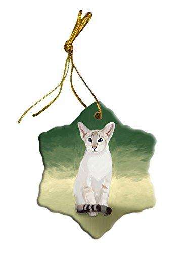 Oriental Bluepoint Siamese Cat Christmas Snowflake Ceramic Ornament