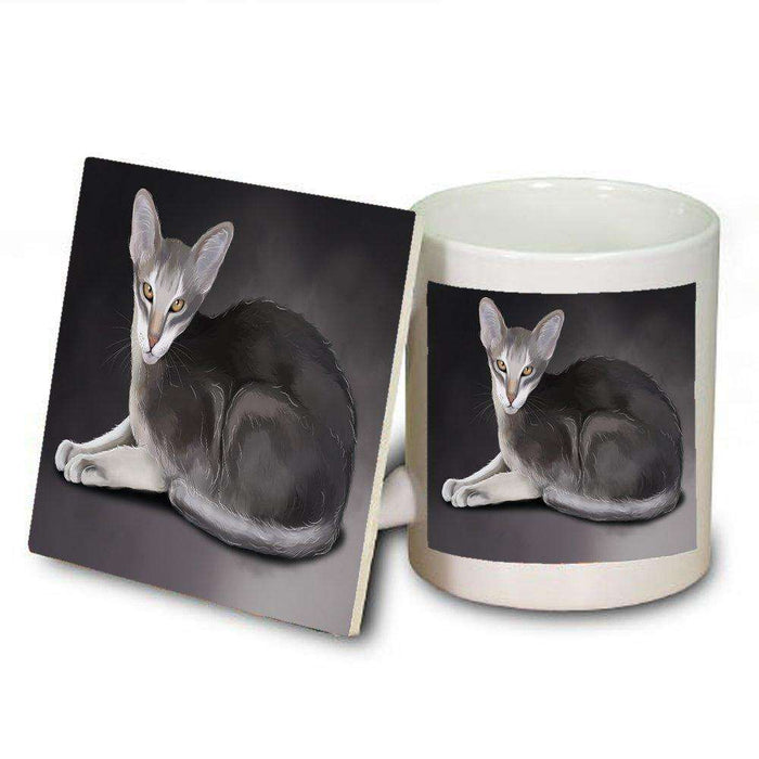 Oriental Siamese Cat Mug and Coaster Set