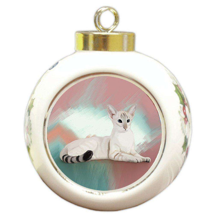 Oriental Siamese Cat Round Ball Christmas Ornament RBPOR48009