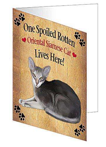 Oriental Siamese Spoiled Rotten Cat Handmade Artwork Assorted Pets Greeting Cards and Note Cards with Envelopes for All Occasions and Holiday Seasons