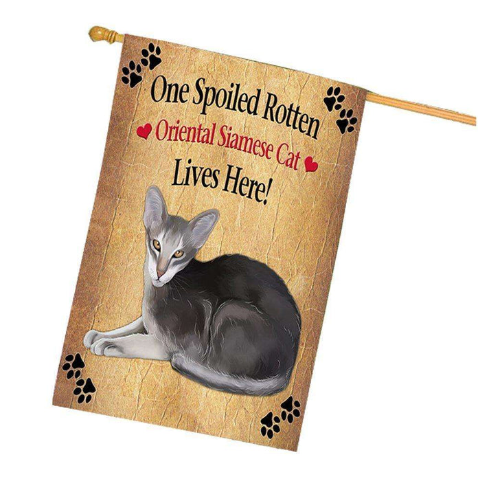 Oriental Siamese Spoiled Rotten Cat House Flag