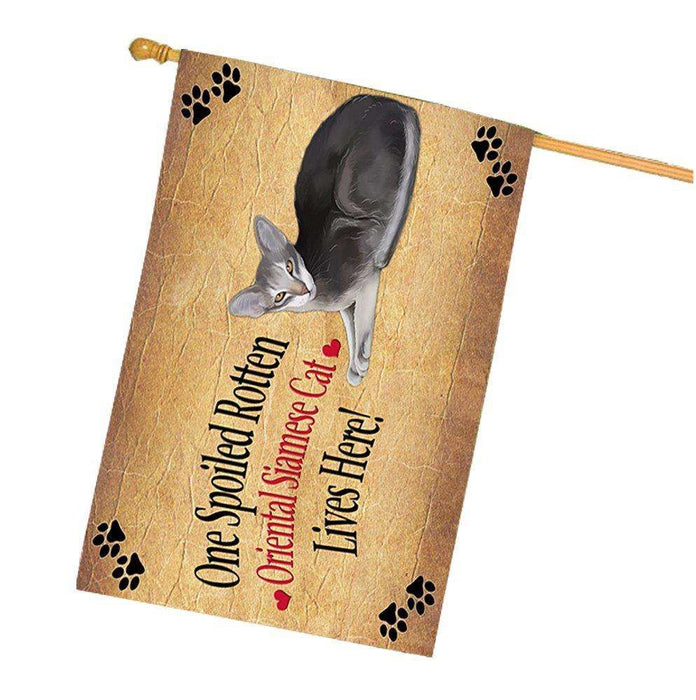 Oriental Siamese Spoiled Rotten Cat House Flag