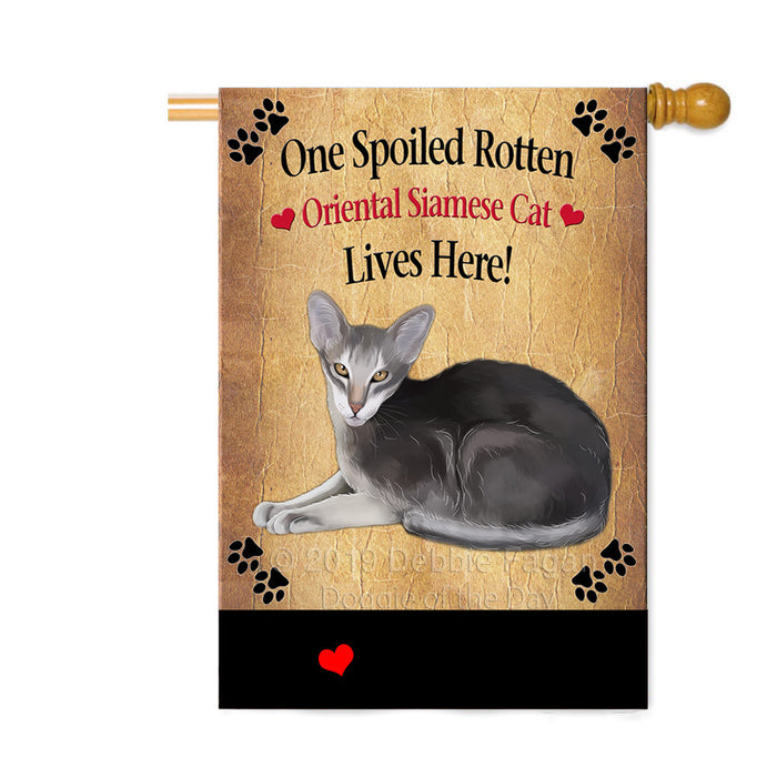 Personalized Spoiled Rotten Oriental Blue-Point Siamese Cat Custom House Flag FLG-DOTD-A63269