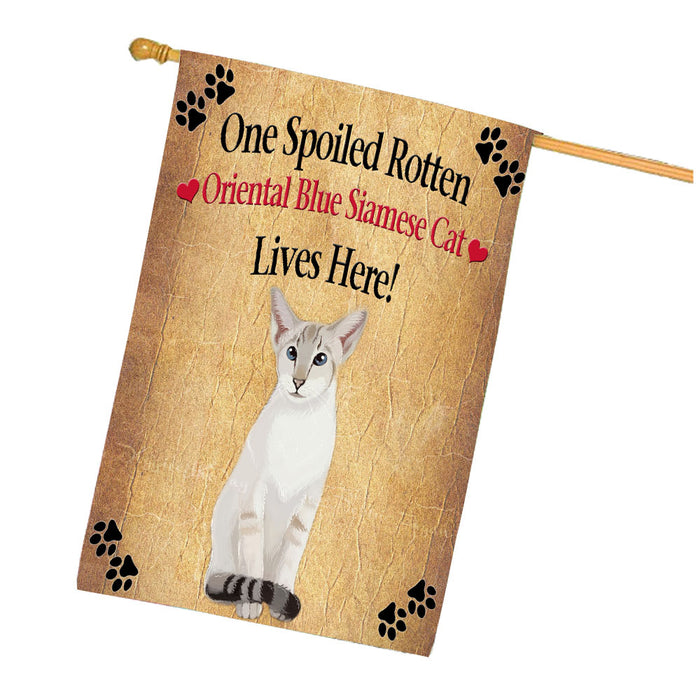 Spoiled Rotten Oriental Siamese Cat House Flag Outdoor Decorative Double Sided Pet Portrait Weather Resistant Premium Quality Animal Printed Home Decorative Flags 100% Polyester FLG68368