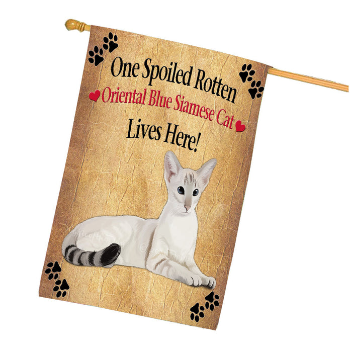 Spoiled Rotten Oriental Siamese Cat House Flag Outdoor Decorative Double Sided Pet Portrait Weather Resistant Premium Quality Animal Printed Home Decorative Flags 100% Polyester FLG68369