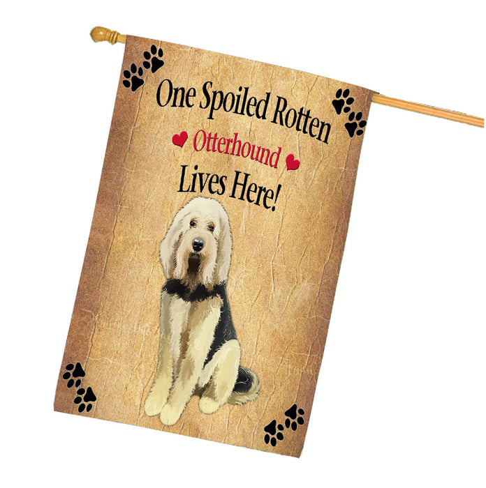 Spoiled Rotten Otterhound Dog House Flag Outdoor Decorative Double Sided Pet Portrait Weather Resistant Premium Quality Animal Printed Home Decorative Flags 100% Polyester FLG68371