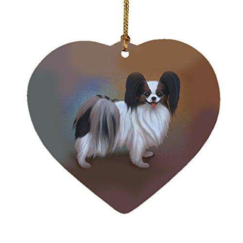 Papillion Dog Heart Christmas Ornament
