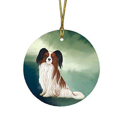 Papillion Dog Round Christmas Ornament RFPOR48003