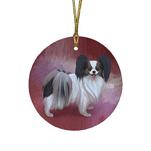 Papillion Dog Round Christmas Ornament RFPOR48004
