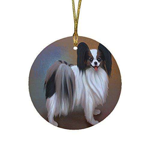 Papillion Dog Round Christmas Ornament