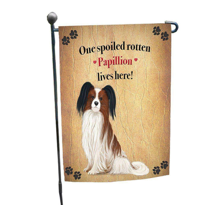 Papillion Spoiled Rotten Dog Garden Flag