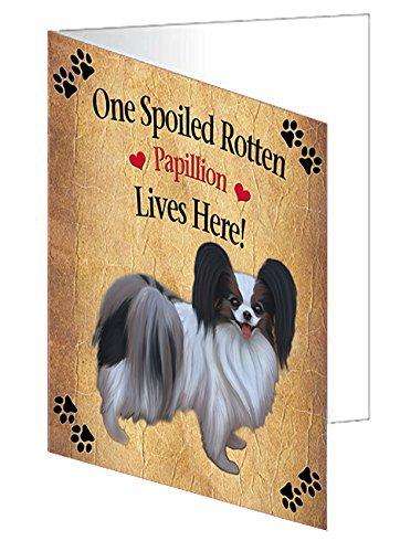 Papillion Spoiled Rotten Dog Handmade Artwork Assorted Pets Greeting Cards and Note Cards with Envelopes for All Occasions and Holiday Seasons
