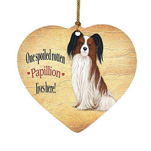 Papillion Spoiled Rotten Dog Heart Christmas Ornament