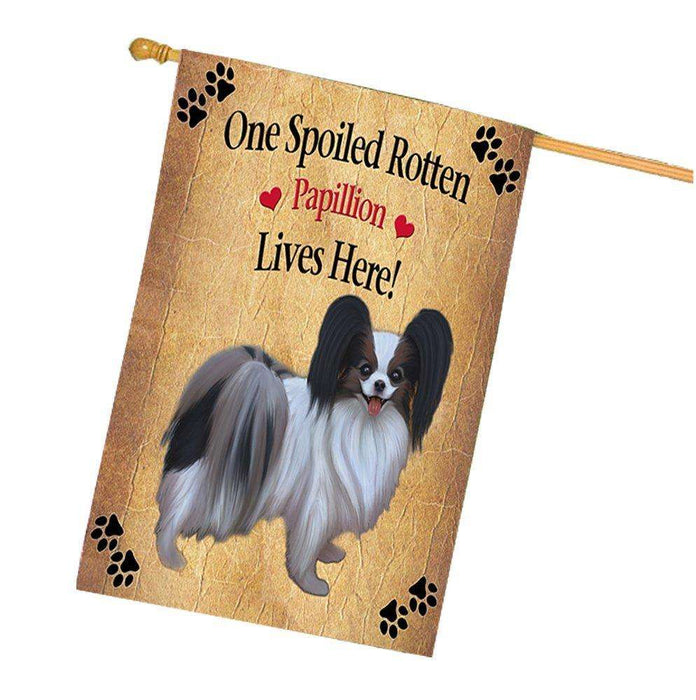 Papillion Spoiled Rotten Dog House Flag