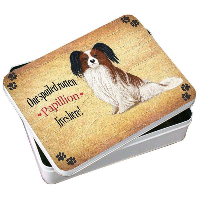 Papillion Spoiled Rotten Dog Photo Storage Tin