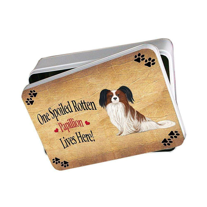 Papillion Spoiled Rotten Dog Photo Storage Tin