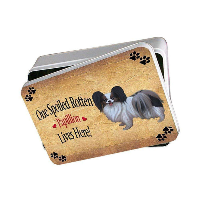 Papillion Spoiled Rotten Dog Photo Storage Tin