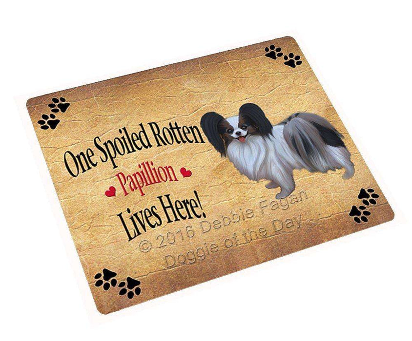 Papillion Spoiled Rotten Dog Tempered Cutting Board