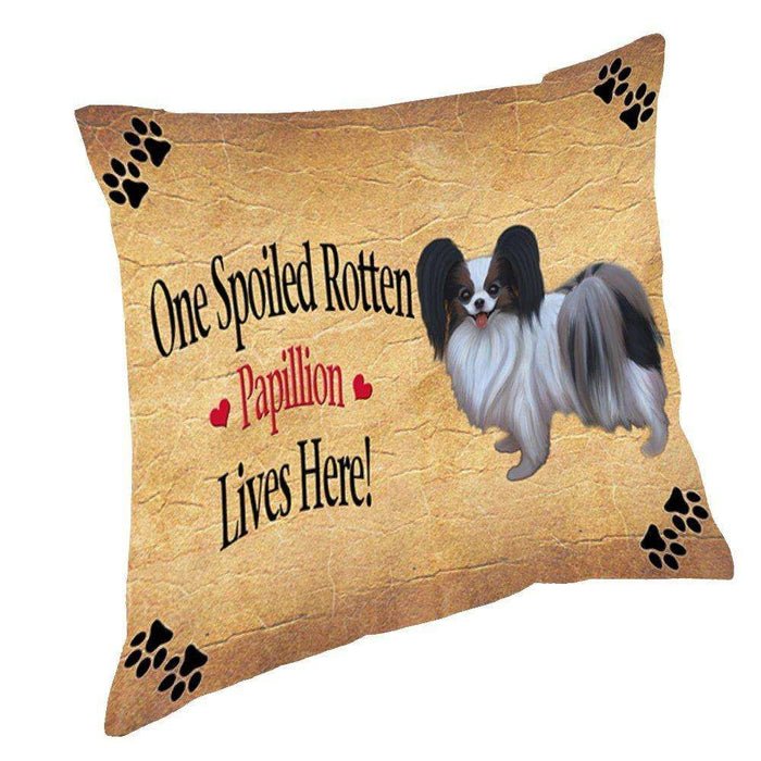 Papillion Spoiled Rotten Dog Throw Pillow