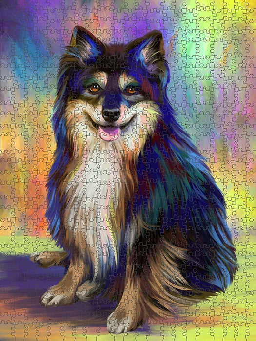 Paradise Wave Australian Shepherd Black Tri Dog Puzzle with Photo PUZL48012