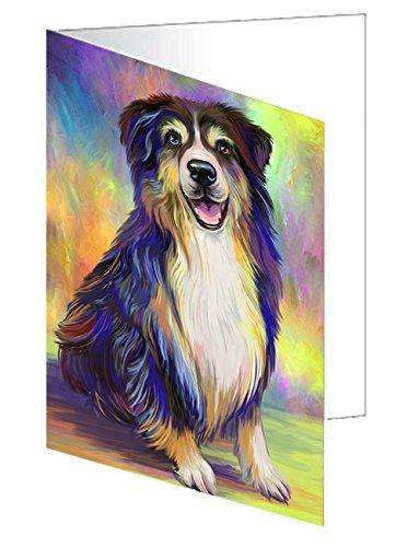 Pardise Wave Australian Shepherd Blue Merle Dog Handmade Artwork Assorted Pets Greeting Cards and Note Cards with Envelopes for All Occasions and Holiday Seasons GCD48438