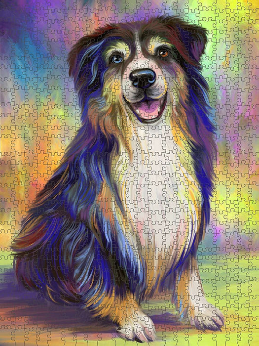 Pardise Wave Australian Shepherd Blue Merle Dog Puzzle with Photo PUZL48018