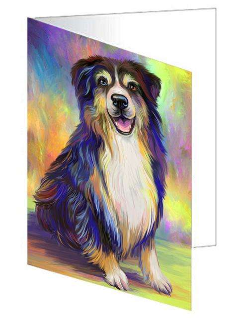 Pardise Wave Australian Shepherd Dog Handmade Artwork Assorted Pets Greeting Cards and Note Cards with Envelopes for All Occasions and Holiday Seasons GCD64805