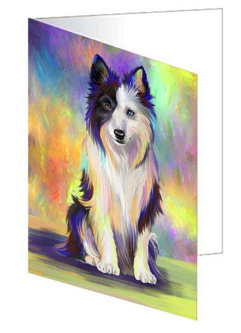 Pardise Wave Border Collie Dog Handmade Artwork Assorted Pets Greeting Cards and Note Cards with Envelopes for All Occasions and Holiday Seasons GCD64817