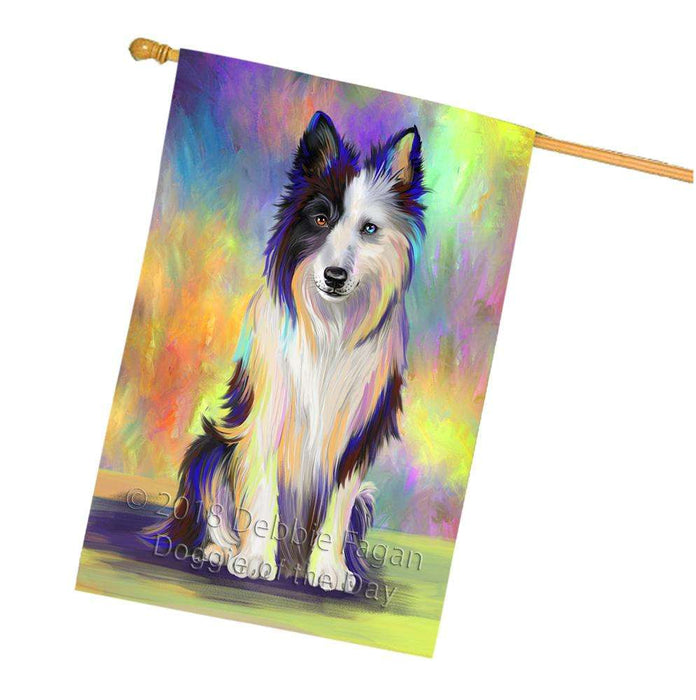 Pardise Wave Border Collie Dog House Flag FLG53794