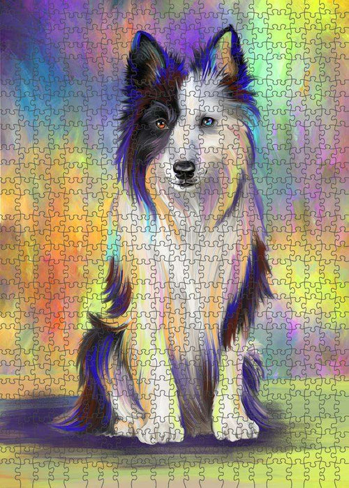 Pardise Wave Border Collie Dog Puzzle with Photo Tin PUZL81540