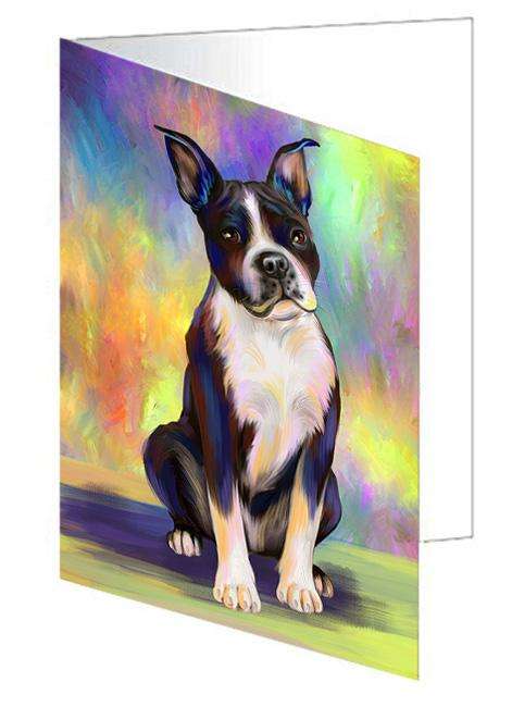 Pardise Wave Boston Terrier Dog Handmade Artwork Assorted Pets Greeting Cards and Note Cards with Envelopes for All Occasions and Holiday Seasons GCD64820