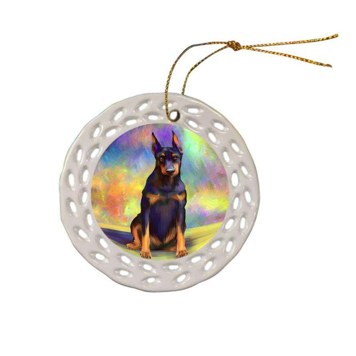 Pardise Wave Doberman Pinscher Dog Ceramic Doily Ornament DPOR53599