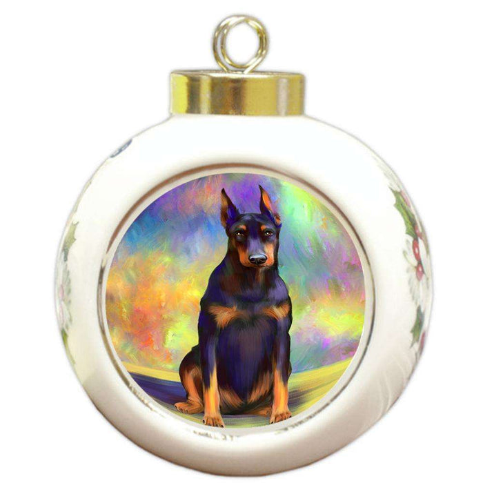 Pardise Wave Doberman Pinscher Dog Round Ball Christmas Ornament RBPOR53599