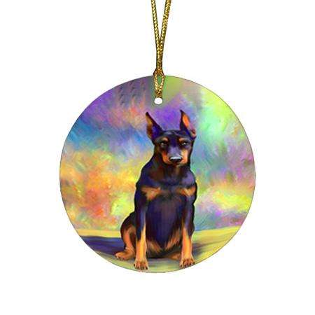 Pardise Wave Doberman Pinscher Dog Round Flat Christmas Ornament RFPOR53590
