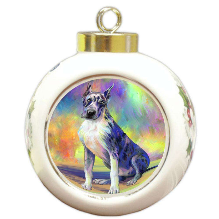 Pardise Wave Great Dane Dog Round Ball Christmas Ornament RBPOR53600