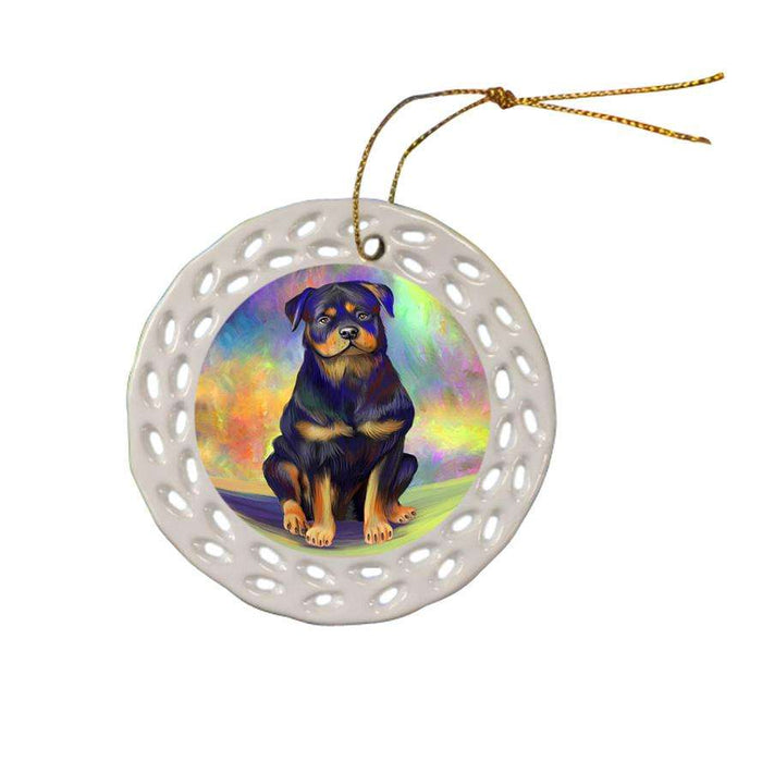 Pardise Wave Rottweiler Dog Ceramic Doily Ornament DPOR53601