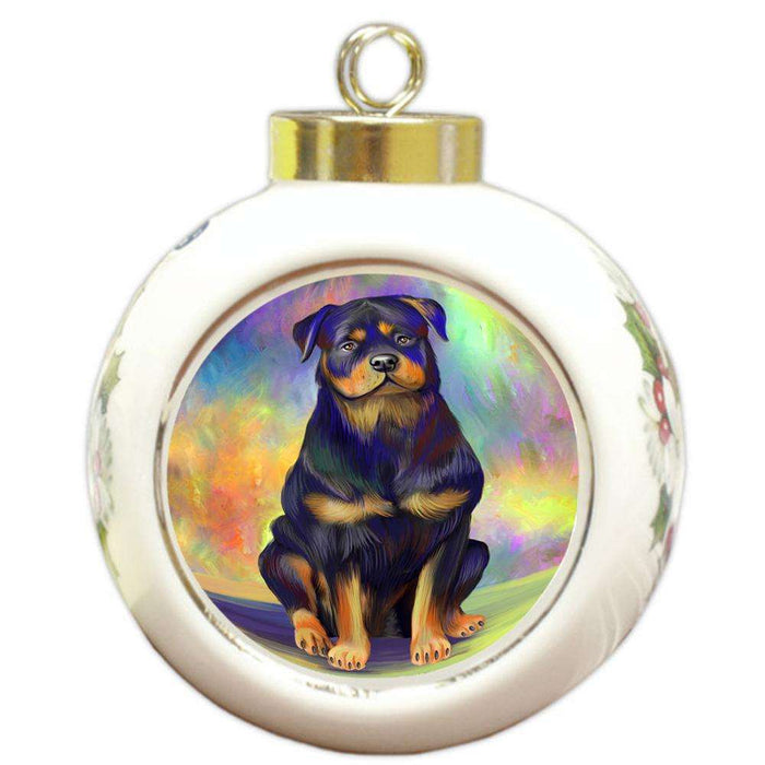 Pardise Wave Rottweiler Dog Round Ball Christmas Ornament RBPOR53601